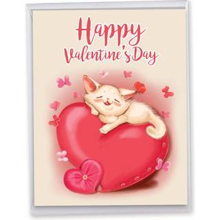 NobleWorks - Jumbo Valentine's Day Love Pussycat lyk?nskningskort 8,5 x 11 tommer med konvolut (1 pakke) Holiday Big Jumbo kat og hjerte J3466VDG