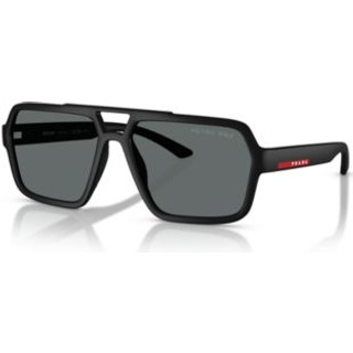 Prada Linea Rossa Mand PS A06S DG002G Solbriller Injiceret Sort Grå Pilot Polariseret