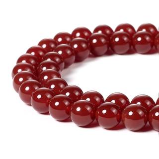 Haamiiqii 60pcs 6mm Naturlige r?de agatperler Round Loose Gemstone Perler til smykker, der fremstiller DIY armb?nd halsk?de
