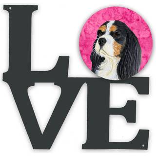 """" Caroline's Treasures Pink Cavalier Spaniel Metal Artwork Love Wall-Decor multicolor """"