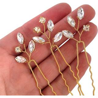 FXmimior Brude krystal hrnle Bryllupsaften Hrtilbehr Pakke med 3 (guld)