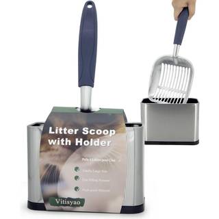 Vitisyao Multicat metal kattegrus se med holder Rustfrit stl kattegrus Scooper Holder Skraldespand Aluminium Cat Scoop fanger alle klumper Heav