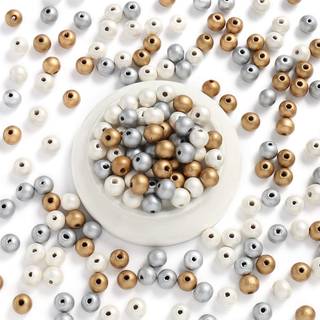 Tobeit tr?perler 450 pcs guld s?lvhvide forskellige farver runde tr?perler til DIY h?ndv?rksmykker (10 mm)