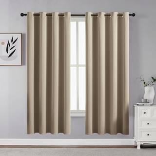 Cucraf beige m?rkl?gningsgardiner 63 tommer l?ngde 2 paneler s?t v?relse m?rkere gardiner og gardiner til stue sovev?relse termisk isoleret lys b