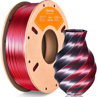 Eryone silke dobbelt farve pla filament 3D printer 1,75 mm 0,03 mm bicolor filament to tone pla 250g (0,55 lbs) papspole sort rød rød