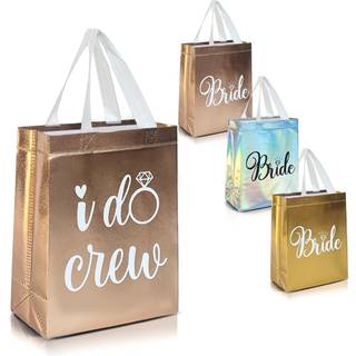 Nush Nush St med 12 Genanvendelige Rose Gold Bridesmaids Gaveposer - Med 3 x Bride og 9 x I Do Crew Party Favor Tasker - Bryllupsfavoritter Polt