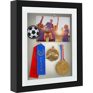 AmericanFlat 10x12 Shadow Box Frame med knust -resistent glas - Brug som 8x10 ramme med Mat eller 10x12 ramme uden mat - silhuetopsamling - sort