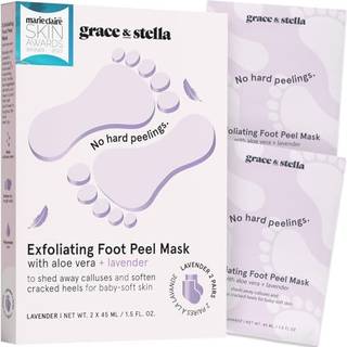 Grace & Stella Award -vinnande Foot Peel Mask (2 par lavendel) - Fotskalningsmask med aloe vera - fuktgivande fotmask för torra spruckna fötter -