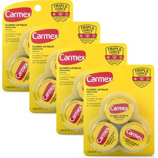 Carmex medicinsk læbepomade i krukke til tørre og sprukne læber - beroligende og kølende med kakaosmør, kamfer og mentol, 0,25 oz