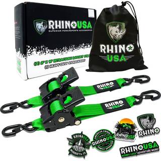 Rhino usa udtr?kkeligt skraldespand Tie ned stropper (2PK) - 3 033LB Garanteret Max Break Strength inkluderer (2) Ultimate 2 """" X 10 'Autoretract