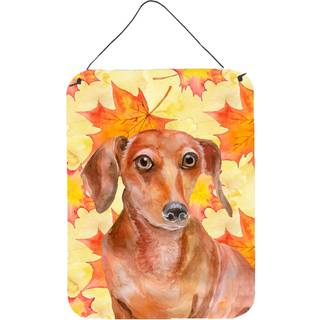 """" Caroline's Treasures Red Dachshund Fall Metal Print 16 """" """" x 12 """" ""Multicolor"" ""
