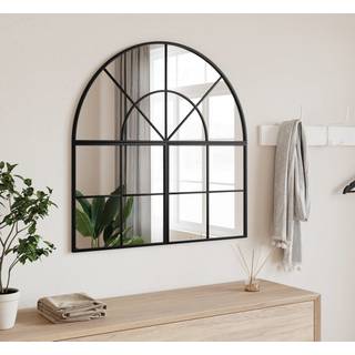 Vægspejl Buet Jern Sort - 80 x 80 cm