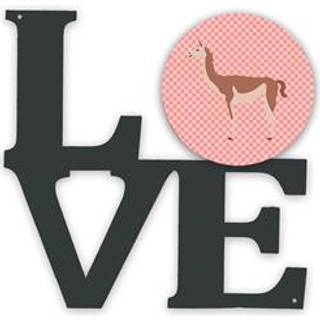 """" Caroline's Treasures Guanaco Pink Check Metal Artwork Love Wall-Decor multicolor """"