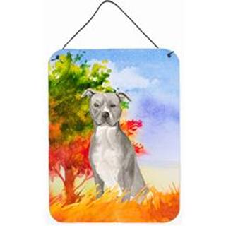"""" Caroline's Treasures Fall Staffordshire Bull Terrier Door Hanging Prints Wall-Decor multicolor """"