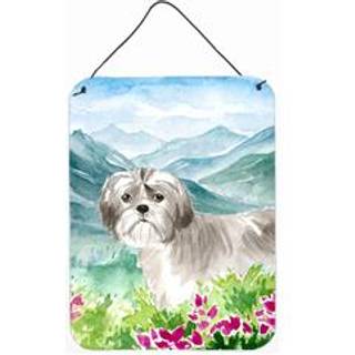 """" Caroline's Treasures Mountain Flowers Shih Tzu Puppy Door Hanging Prints Wall-Decor multicolor """"