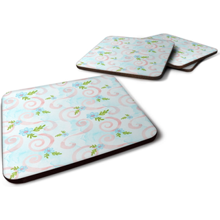 """" Carolines skatte akvarelblå blomster og hvirvler dekorative coasters 3.5 flerfarvet """"