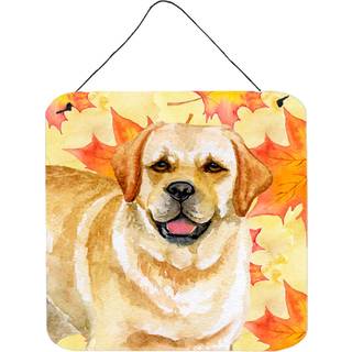 """" Caroline's Treasures Golden Retriever Metal Print 6H X 6W Fall Leaves """"
