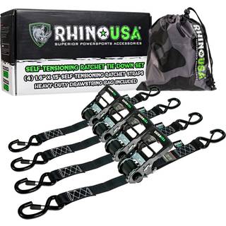 Rhino usa selvsp?nding af skraldespandet binder stropper (4pk 1,6inx15ft) - kraftig patenteret lastrem holder sp?ndinger, n?r din belastning skif