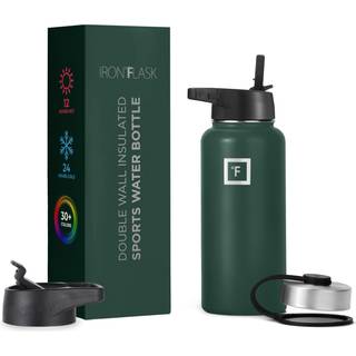 Jern? Kolbe Camping & Vandring Hydratisering Kolbe med 3 låg - Rustfrit stål Dobbeltvægget og vakuumisoleret vandflaske - Lækagefast & BPA -fri (