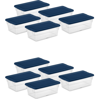 Sterilit Stable 6 liter hjemmeopbevaringsboks med håndtag og låg til effektiv pladsbesparende husholdningsopbevaring og organisering (10 pakke)