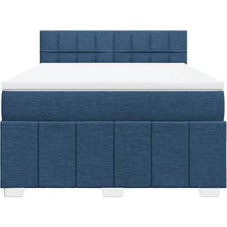 Kontinentalseng Med Madras Stof Blå - Blok med firkanter / 140 x 200 cm