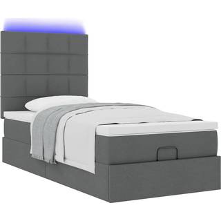 Osmannisk Sengeramme Med Madras Stof Mørkegrå - Blok med firkanter / 90 x 200 cm