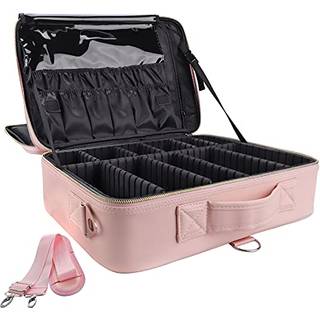 gzcz rejse makeup case stor kapacitet kosmetisk sag arrang?r 16 tommer vandt?t b?rbar kunstner makeup opbevaringspose med justerbare skillelinjer