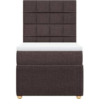 Kontinentalseng Med Madras Stof Mørkebrun - Blok med firkanter / 90 x 200 cm