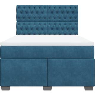 kontinentalseng med madras 140x200 cm fløjl blå