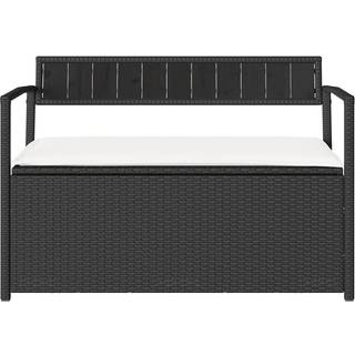 opbevaringsbænk til haven med hynde polyrattan beige