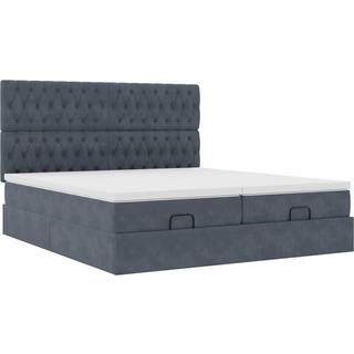 Osmannisk Sengeramme Med Madrasser Fløjl - Mørkegrå / Med pynteknapper / 200 x 200 cm