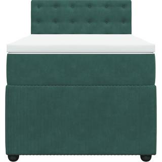 kontinentalseng med madras 100x200 cm fløjl mørkegrøn