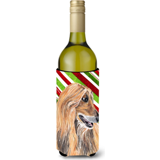 Afghan Hound Candy Cane Holiday Christmas Wine Bottle Beverage Isulator Hugger SC9498Literk