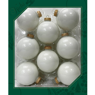 Glas juletr? ornamenter - 67 mm / 2.63 """" [8 stykker] Designerkugler fra jul af Krebs s?ml?s h?ngende ferieindretning (skinnende porcel?nshvide)