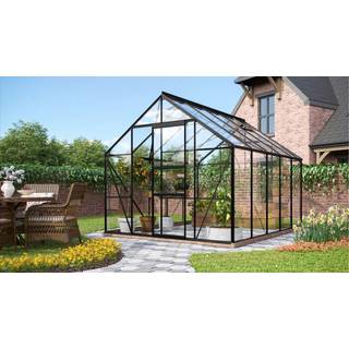 Vitavia Merkur 8300 drivhus, sort, 8,3 m², 3 mm hærdet glas, inkl. sokkel