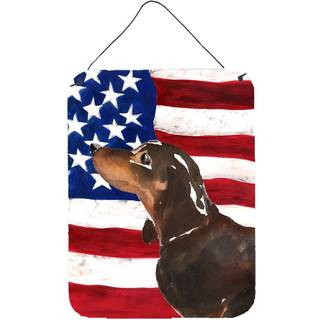 """" Caroline's Treasures Black and Tan Dachshund Patriotic Metal Print 16 """" """" X 12 """" ""Multicolor"" ""