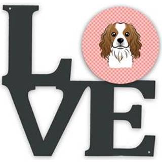 """" Caroline's Treasures Checkerboard Pink Cavalier Spaniel Metal Artwork Love Wall-Decor multicolor """"