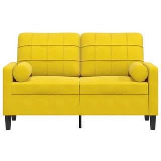 2-Personers Sofa Med Pyntepuder Velour - 120 cm / Gul