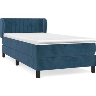 Kontinentalseng med Madras Fløjl Lodrette Striber - Mørkeblå / 100 x 200 cm