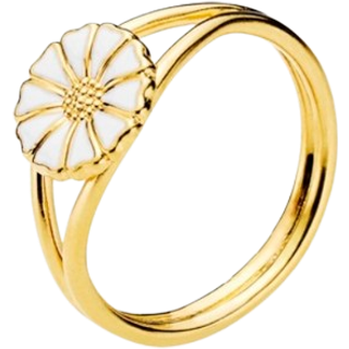 Lund Copenhagen marguerit ring 9 mm - forgyldt/hvid - 907009-M