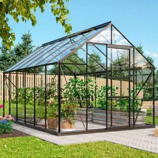 Vitavia Merkur 9900 drivhus, sort, 9,9 m², 3 mm hærdet glas