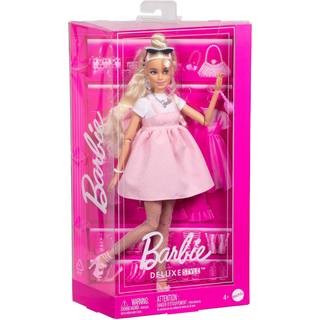 Barbie Deluxe Style Doll #3 – pastellrosa barbiecore kjole med sløjfe og lyst hår