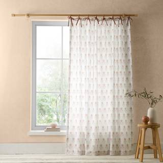 Pineapple Elephant Pineapple Elephant Clay Woodblock Floral Print So Soft Voile Curtains Panel