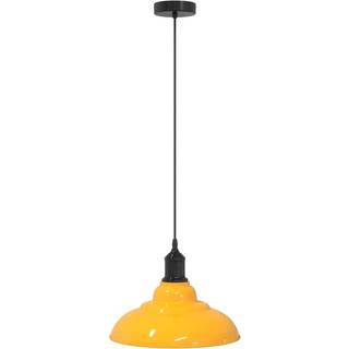 Pendellampe Højdejusterbar E27 Ø 31 Cm Metal Glans Sort - gloss yellow