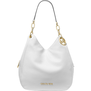 MK Lillie Large Pebbled Leather Shoulder Bag - White - Michael Kors - ONE SIZE