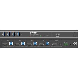 NÖRDIC HDMI 8K60Hz KVM-switch 4 til 1 understøtter UltraWide-skærm