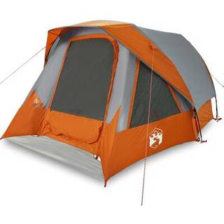 4-personers campingtelt vandtæt grå og orange