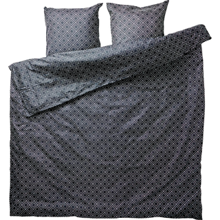 Mikrofiber sengetøj - prik/firkant grå (På lager i butik)