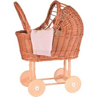 Egmont Toys Wicker Pram with Knitted Blanket