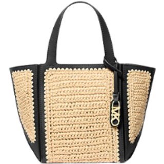 MK Jordi Small Hand-Crocheted Straw and Leather Tote Bag - Natural - Michael Kors - ONE SIZE